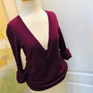 Express Purple Deep V Neck Sweater